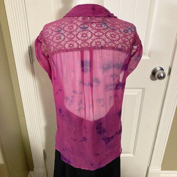 BUFFALO DAVID BITTON | Vintage Y2K Purple Two-tone Sheer Viscose Sleeveless Top - Picture 15 of 15